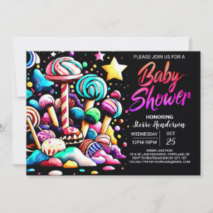 Modern Sweet Candyland Baby Shower Inbjudningar