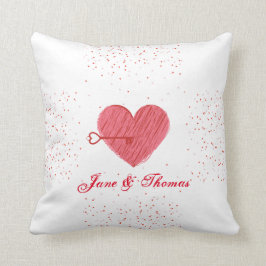 Modern Sweet Heart & Kärlek Nyckel Valentines day Kudde