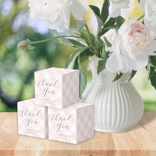 Modern + Sweet Ljus rosa Gingham Baby Shower Presentaskar