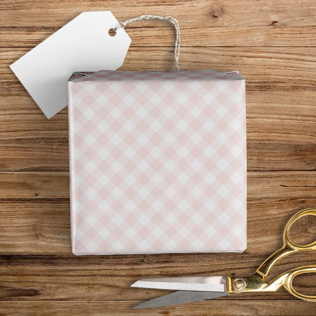 Modern + Sweet Ljus rosa Gingham Presentpapper (Skapare uppladdad)