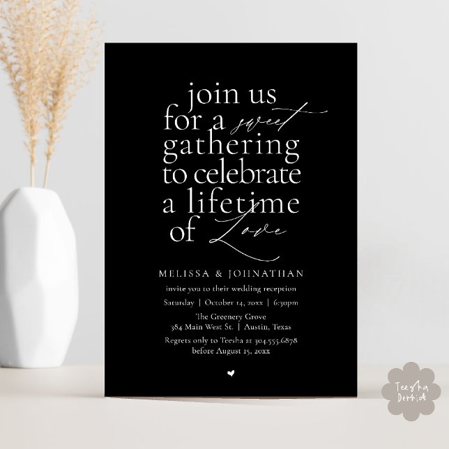 Modern Sweet Love Minimalist Wedding Reception Inbjudningar (Modern Sweet Love Minimalist Wedding Reception Dinner Invitation Card in Black and White)