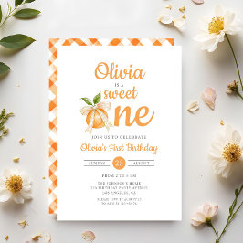 Modern Sweet One Orange Citrus 1-årsdag Inbjudningar