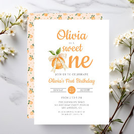 Modern Sweet One Orange Citrus 1-årsdag Inbjudningar