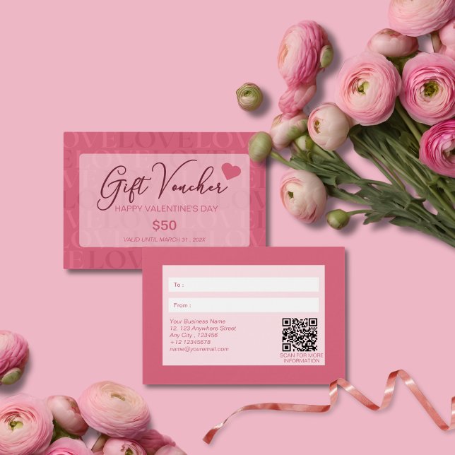 Modern Sweet Pink Love Alla hjärtans dag presentko Visitkort (Skapare uppladdad)