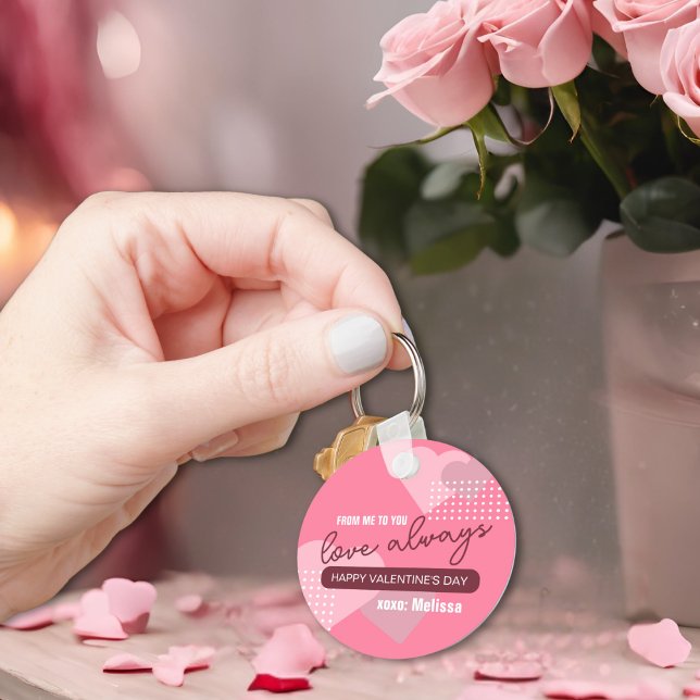 Modern Sweet Rosa Kärlek Always Valentindagen Nyckelring (Skapare uppladdad)