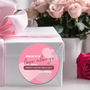 Modern Sweet Rosa Kärlek Always Valentindagen Runt Klistermärke