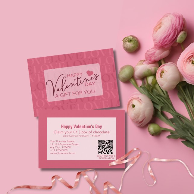 Modern Sweet Rosa Kärlek Valentine Day Gift Card Visitkort (Skapare uppladdad)