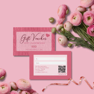 Modern Sweet Rosa Kärlek Valentine Day Voucher Visitkort