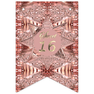 Modern Sweet sixteen 16:e födelsedag Ro Guld stj Vimplar