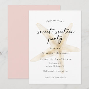 Modern Sweet sixteen Beach-gruppinbjudan för Rosa Inbjudningar