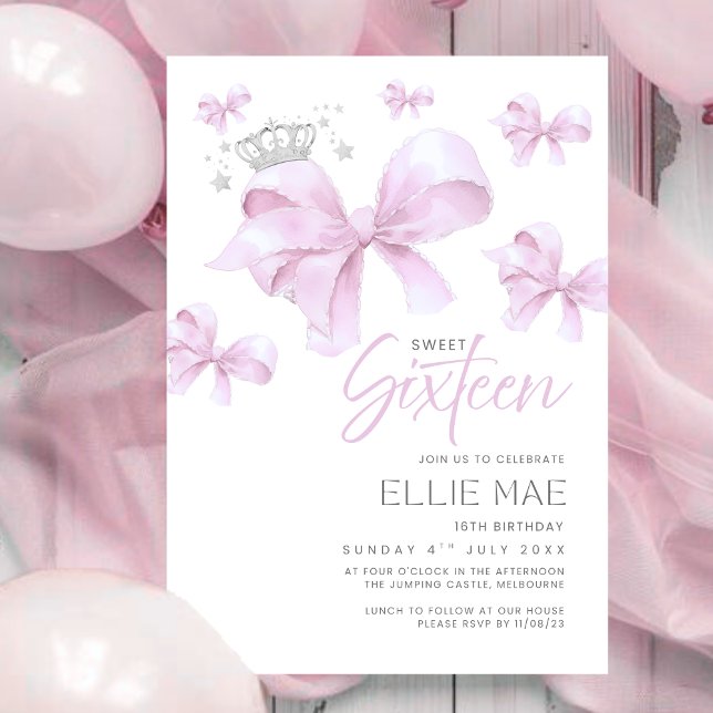 Modern Sweet sixteen Birthday, Rosa 16:e Inbjudningar (Skapare uppladdad)