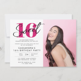 Modern Sweet sixteen-födelsedag med foto Inbjudningar