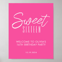 Modern Sweet sixteen rosa 16:e födelsedag - välkom