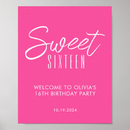 Modern Sweet sixteen rosa 16:e födelsedag - välkom Poster