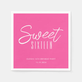 Modern Sweet sixteen shock rosa 16-årsdag Pappersservett