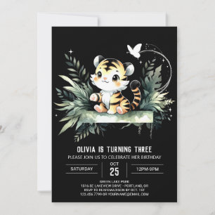 Modern Sweet Tiger Birthday Inbjudningar