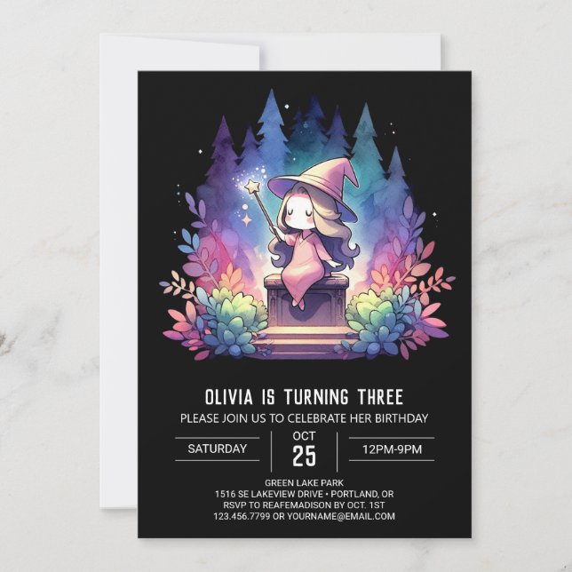 Modern Sweet Wizard Birthday Inbjudningar (Framsida)