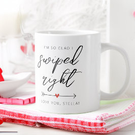 Modern Swiped Right Personalized Jumbo Mugg