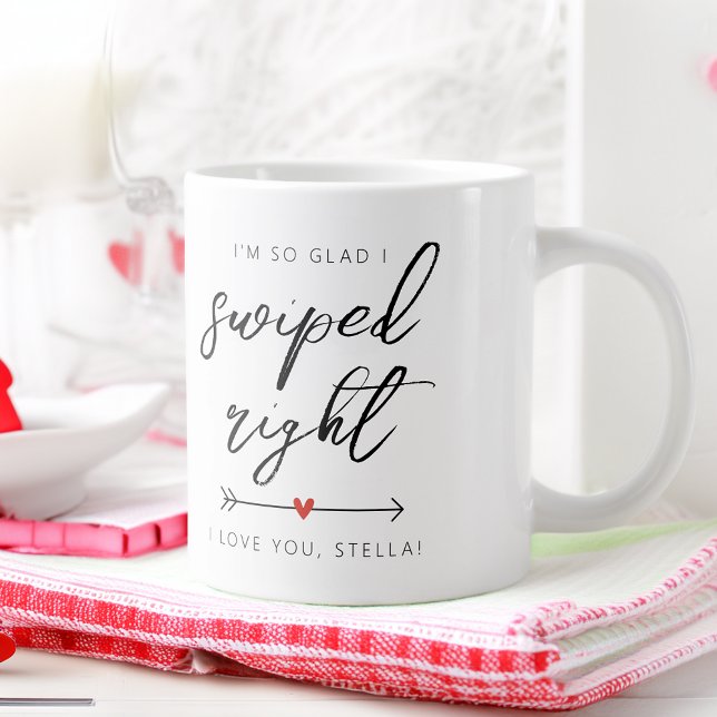 Modern Swiped Right Personlig Jumbo Mugg (Modern Swiped Right Personalized Giant Coffee Mug)