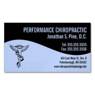 Modern Swirl Chiro Angel Emblem Chiropraktor Magnetiska Visitkort