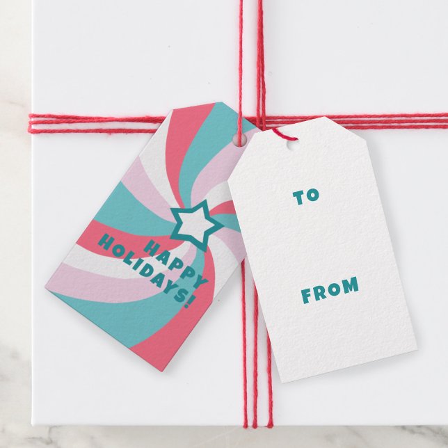 Modern Swirl HAPPY HOLIDAYS CUSTOM Green TO FROM Presentetikett (Modern Swirl HAPPY HOLIDAYS CUSTOM Green TO FROM Christmas Gift Tags
)