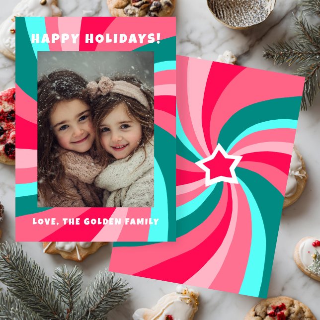 Modern Swirl HAPPY HOLIDAYS CUSTOM PHOTO Julkort (Modern Swirl HAPPY HOLIDAYS CUSTOM PHOTO Holiday Card
)