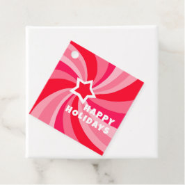 Modern Swirl HAPPY HOLIDAYS CUSTOM Red Pink Xmas Gåvor Etiketter
