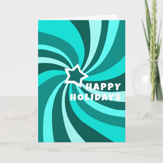 Modern Swirl HAPPY HOLIDAYS Star Custom Christmas Kort (Framsida)