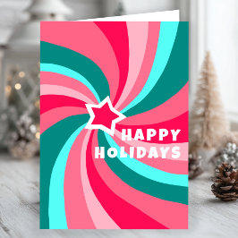 Modern Swirl HAPPY HOLIDAYS Star Custom Christmas Kort