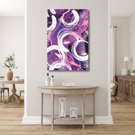 Modern Swirl Lila Dimma Abstrakt 24" x 36" Canvastryck