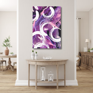 Modern Swirl Lila Dimma Abstrakt 24" x 36" Canvastryck