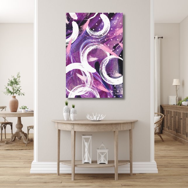 Modern Swirl Lila Dimma Abstrakt 24" x 36" Canvastryck (Skapare uppladdad)