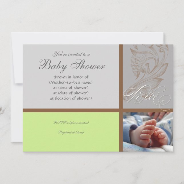 Modern Swirl n Polka Dot - Pojke Shower Inbjudan (Framsida)