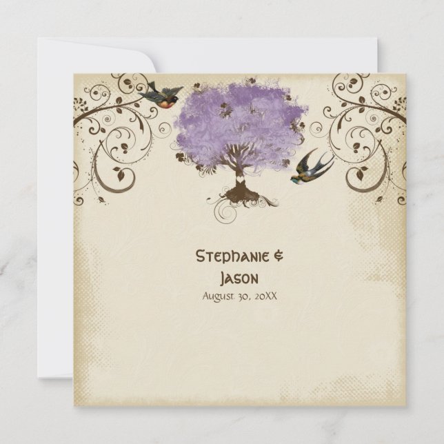 Modern Swirl Rulla Livets träd Vår, sommar Inbjudningar (Framsida)