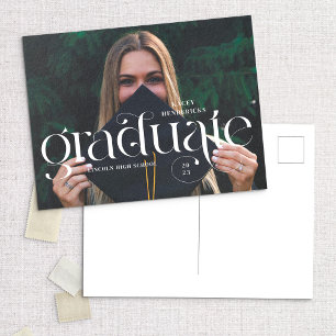 Modern Swirl Serif Photo Studenten-meddelande Vykort