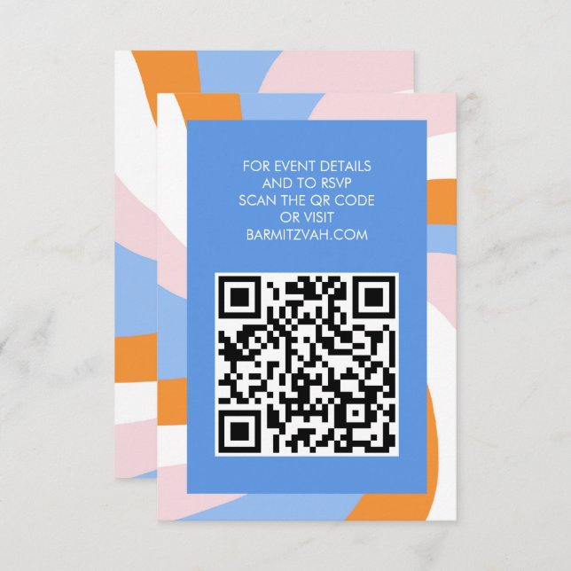 Modern Swirl Star av David QR Code Pub Bat mitzvah Tilläggskort (Fram/baksida)