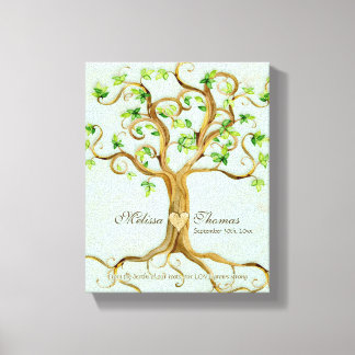 Modern Swirl Träd Roots Löv Antique Parchment Canvastryck