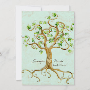 Modern Swirl Träd Roots Löv Antique Parchment Inbjudningar
