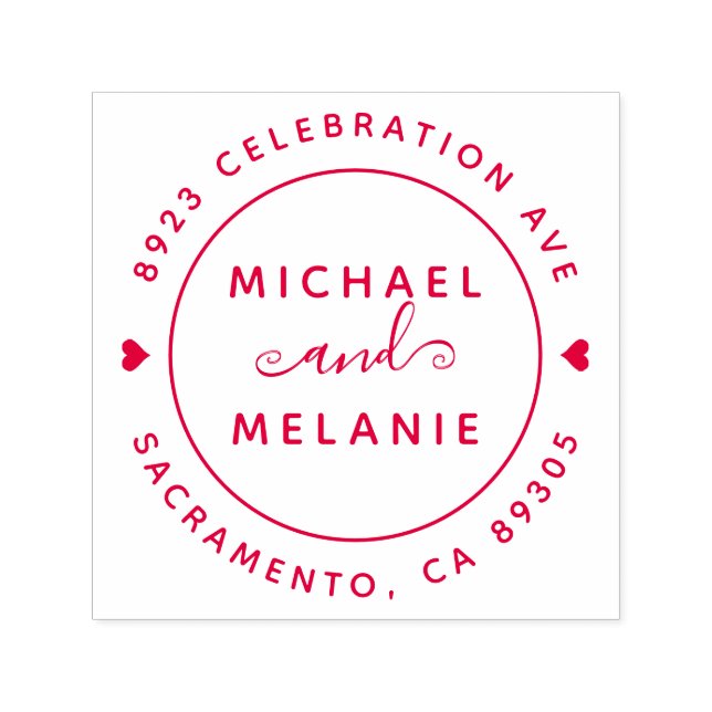 Modern Swirls Bröllop Round Returadress Självfärgande Stämpel (Design)