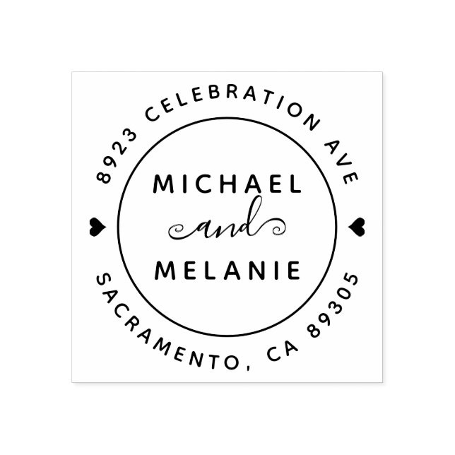 Modern Swirls Bröllop Round Returadress Stämpel (Tryck)