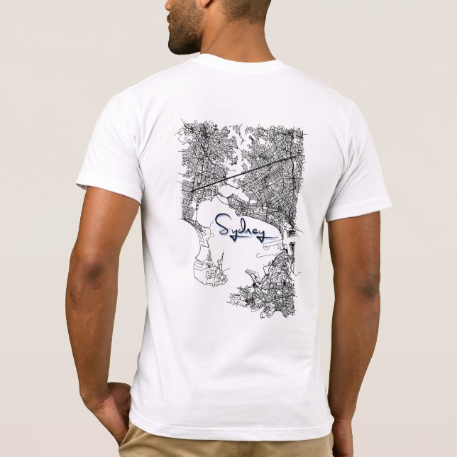 Modern Sydney Map T-Shirt - Urban Travel Souvenir (Baksida)