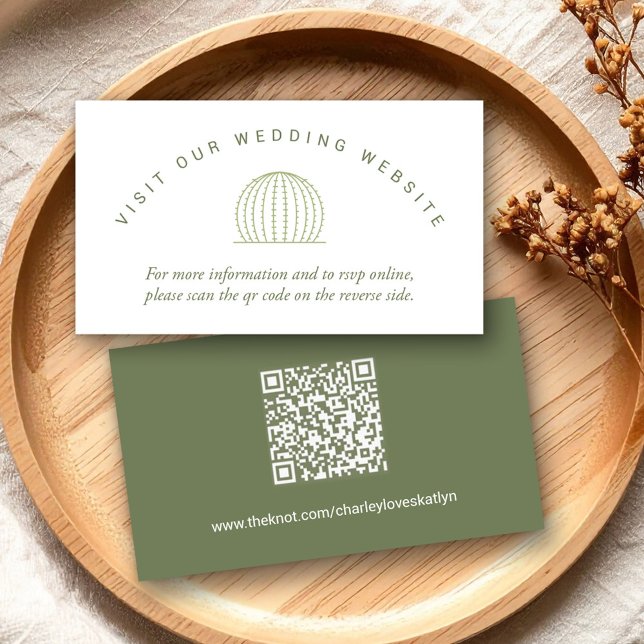 Modern sydvästlig kaktus QR-kod bröllop Tilläggskort (Modern Southwestern Cactus QR Code Wedding Enclosure Card)