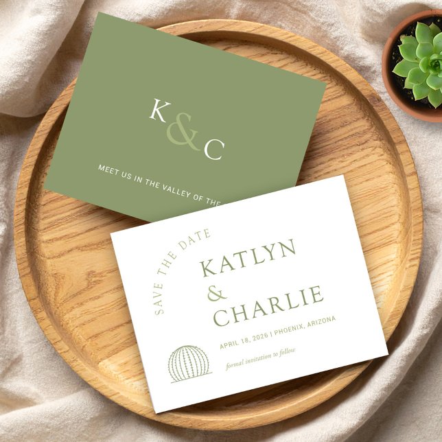 Modern sydvästra aktualitet sparar datumkortet spara datumet (Modern Southwestern Cactus Save The Date Card)