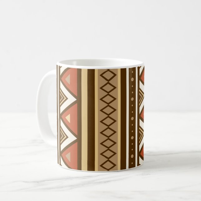 Modern sydvästra geometri, brun, hand och rost kaffemugg (Framsida vänster)