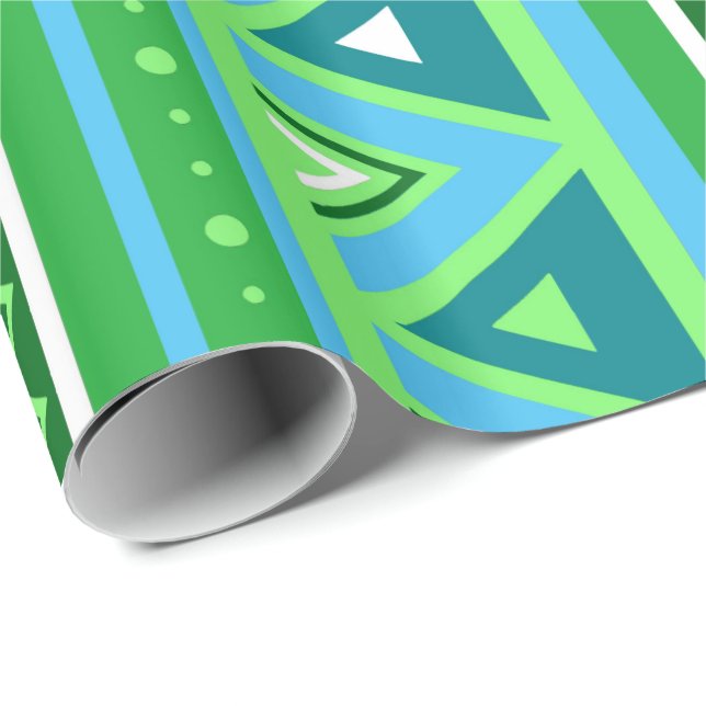 Modern sydvästra geometri, Grönt och vattenbruk Presentpapper (Rullad Hörn)