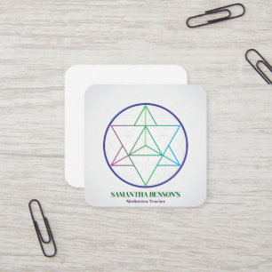 Modern symbol för Merkabah inom helig geometri Fyrkantigt Visitkort