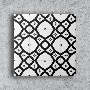 Modern symmetrisk geometrisk svart och vit kakelplatta