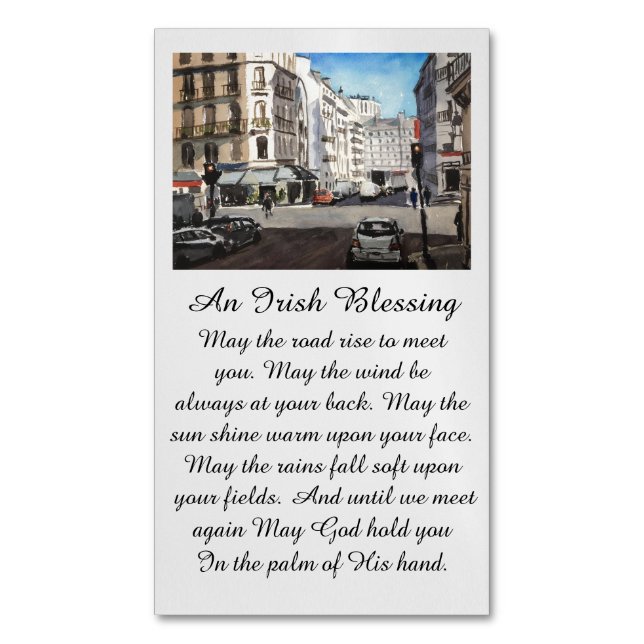 Modern Sympathy Card with Paris Watercolor Magnetiska Visitkort (Framsida vertikal)