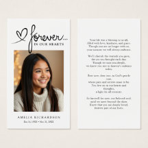Modern Sympathy Photo Funeral Memorial Prayer Card
