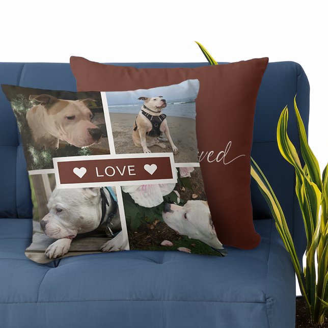 Modern Sympati Husdjur Foto Collage Kudde (Modern Sympathy Pet Photos Collage Throw Pillow)